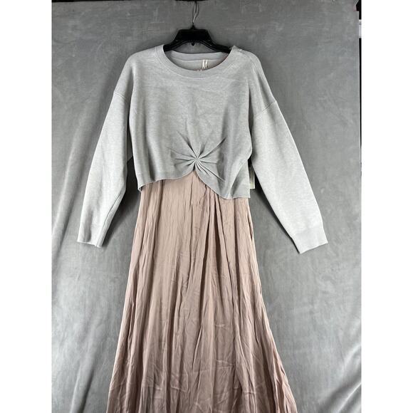 The Gemini Twofer Sweater + Dress Set Size Medium Grey Pink - Picture 2 of 11